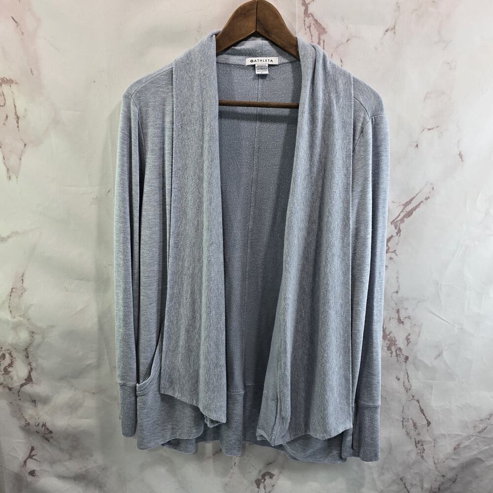 Athleta Cardigan Womens Small Light Blue Pranayama Restore Wrap Drape Open Front